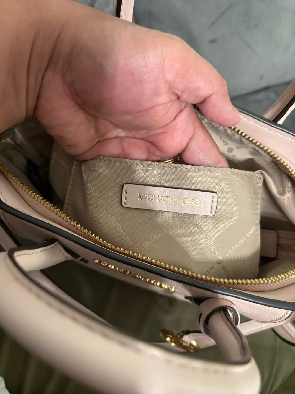 Michael Kors Blush Leather Satchel with Gold Hardware